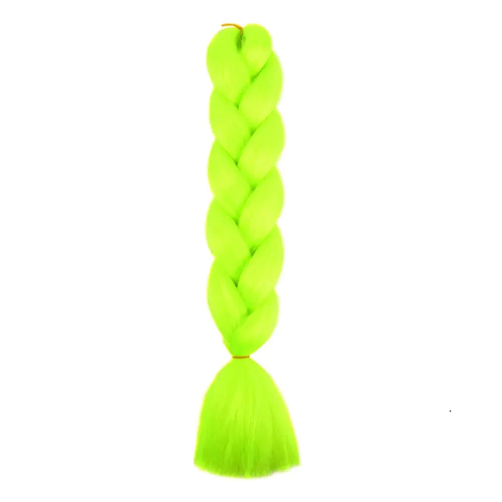 24-inch neon green jumbo braiding hair for crochet braids; synthetic hair extensions