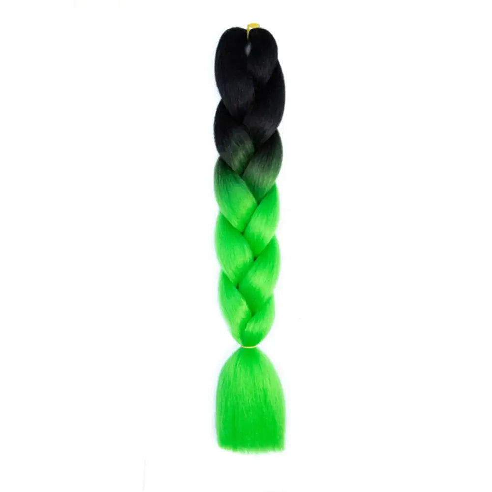 Jumbo synthetic braiding hair extension, Afro ombre black to neon green, 24 inches, Simples Market