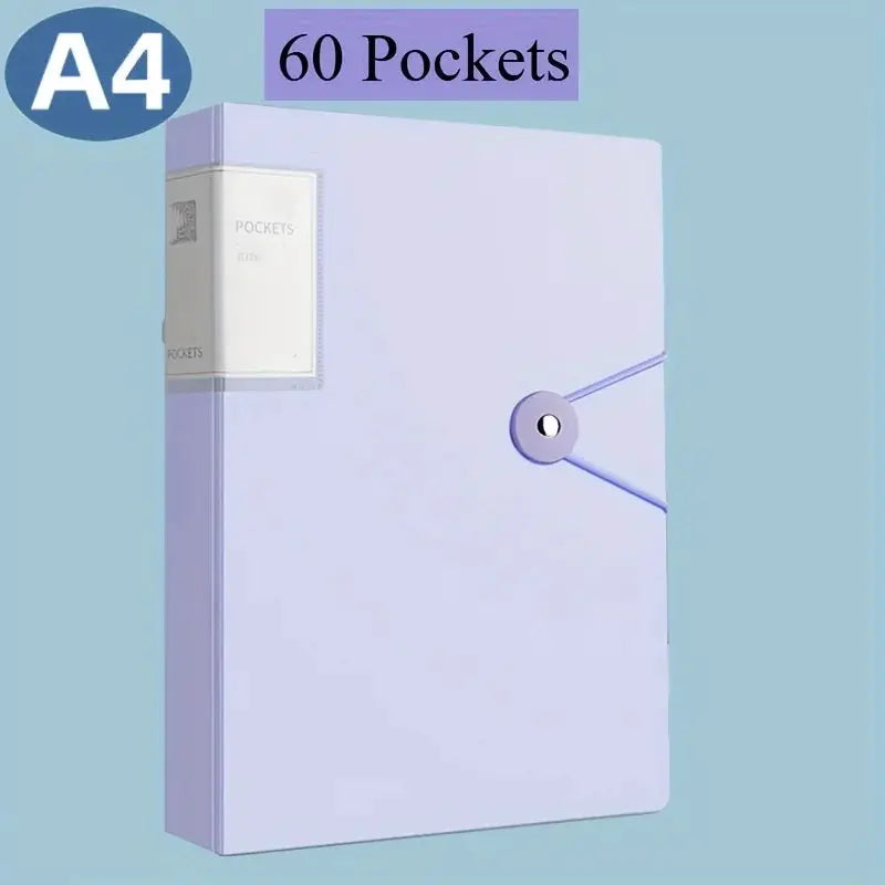 Simples Market A4 binder with 60 pockets in lavender and elastic strap closure