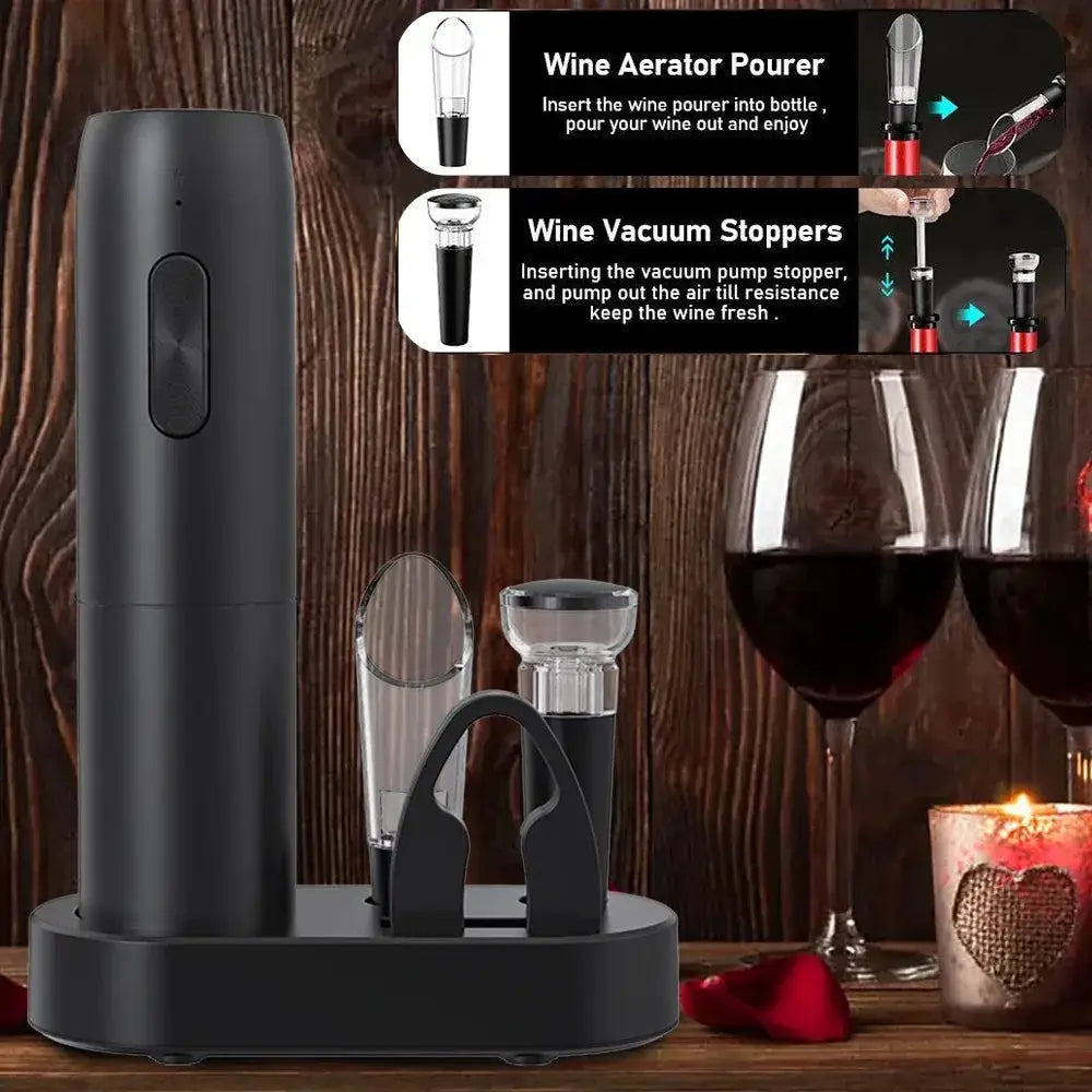 Electric Wine Bottle Opener Automatic Corkscrew Rechargeable With Charging Base For Red Wine Kitchen Accessories