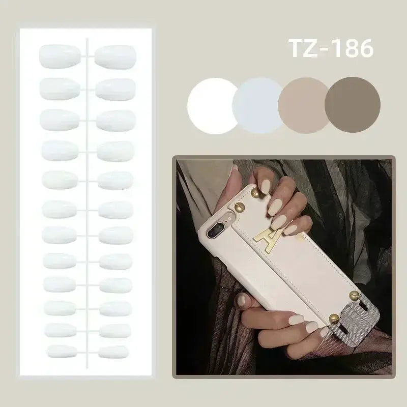 GlamNail Pro 24Pcs Short Square Coffin Press On Nails Set With Glue French Glitter Ballet Style