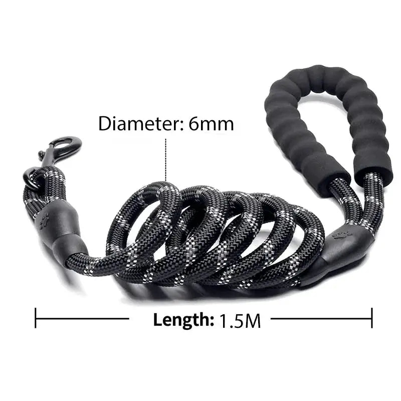 Strong Durable Reflective Nylon Dog Leash For Small Medium And Large Dogs Heavy Duty Tow Safe Walk
