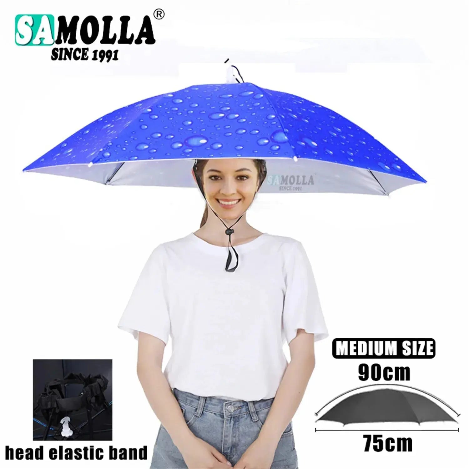 Foldable Rain Umbrella Hat With Sun Shade And Double Layer UV Protection Waterproof For Fishing Beach Hiking