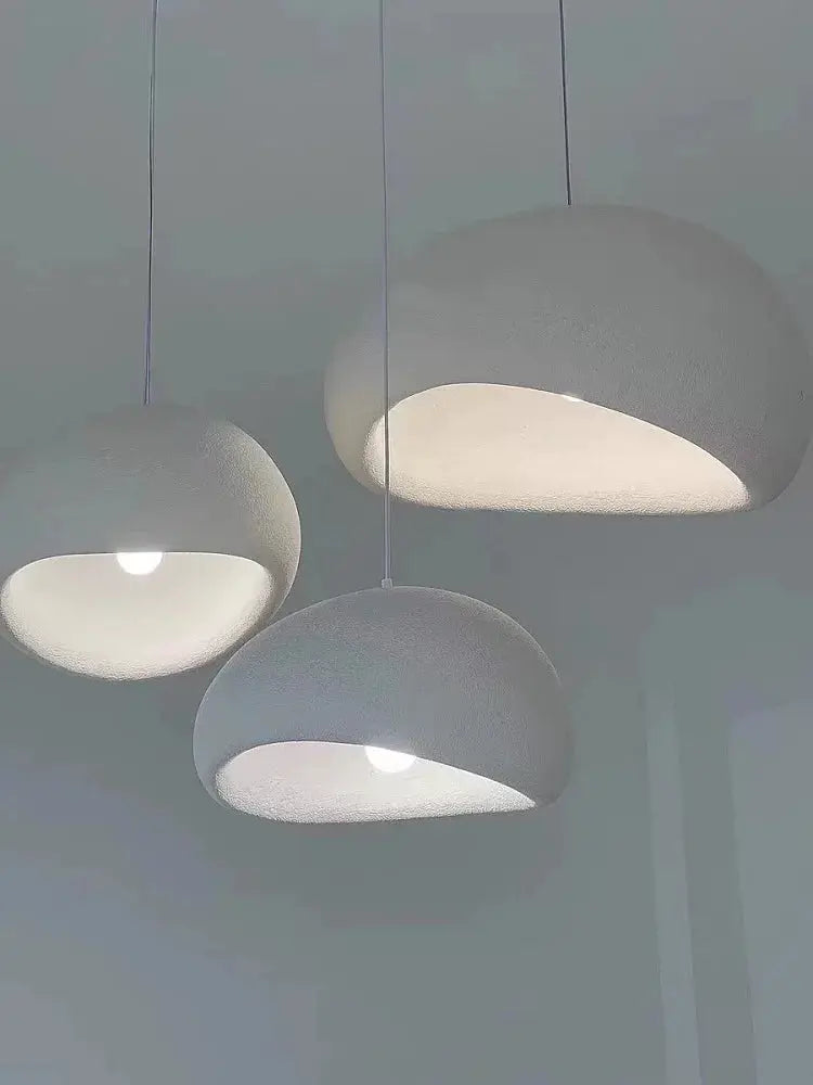 Nordic Wabi Sabi pendant lights by Simples Market, set of 3 white textured dome LED ceiling pendant lights
