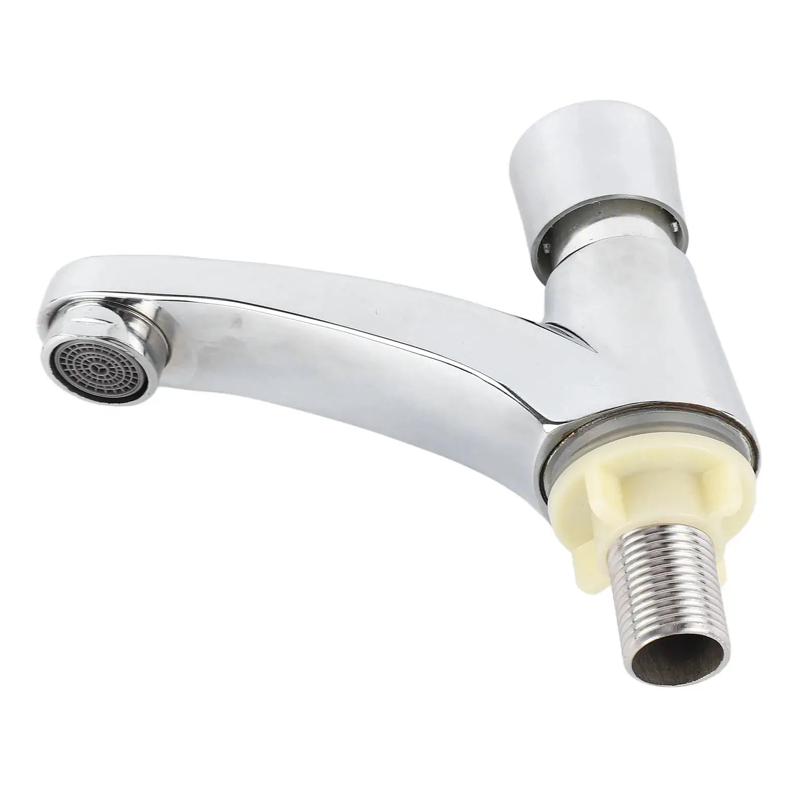 Basin sink faucet with push switch, copper alloy body, chrome finish, water-saving