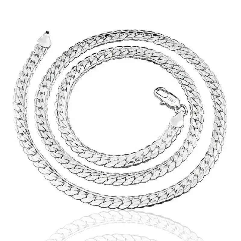 Unisex 6mm Silver Snake Chain Necklace 20 To 60 Cm Luxury Brand Design For Wedding And Engagement Jewelry