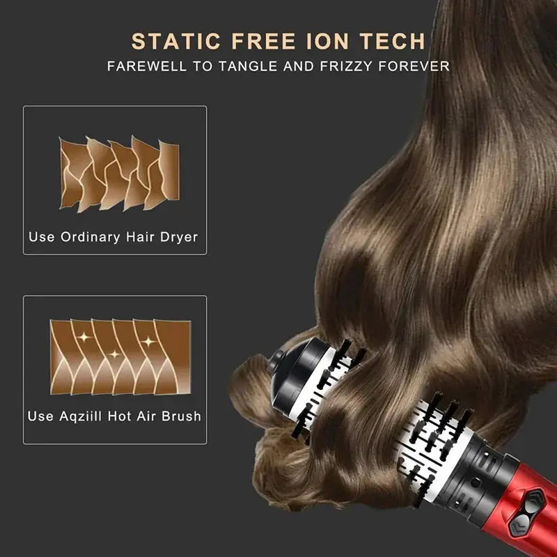 TINSOL 3-in-1 Hot Air Brush by Simples Market; black and red hair dryer/volumizer with negative ion technology