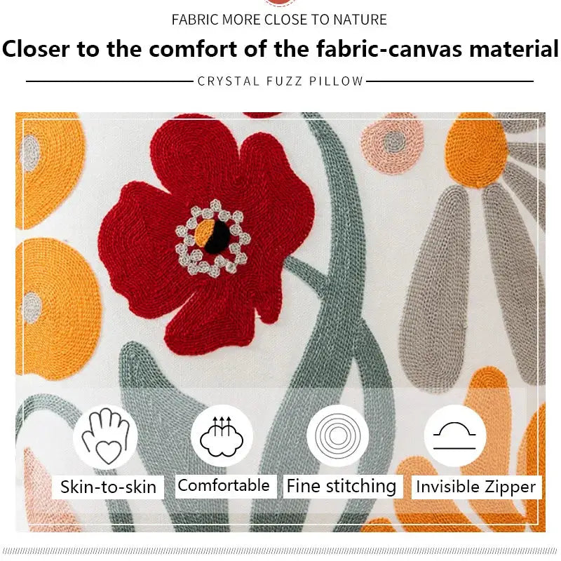1pc Boho Floral Tufted Decorative Throw Pillow Cover by Simples Market, embroidered cotton cushion for couch