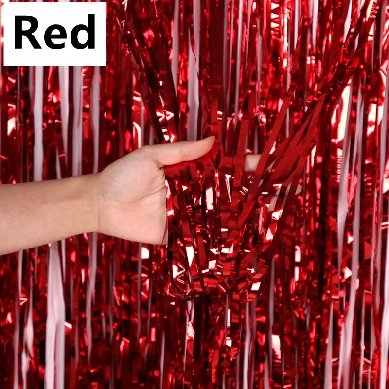 New 4 2 1 Pack Party Backdrop Metallic Foil Fringe Tinsel Curtain For Birthday Wedding Baby Shower