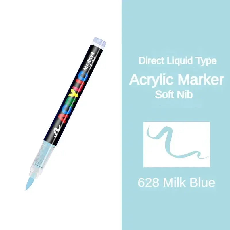 GUANGNA 16-color direct-liquid acrylic marker pen by Simples Market, soft nib, Milk Blue.
