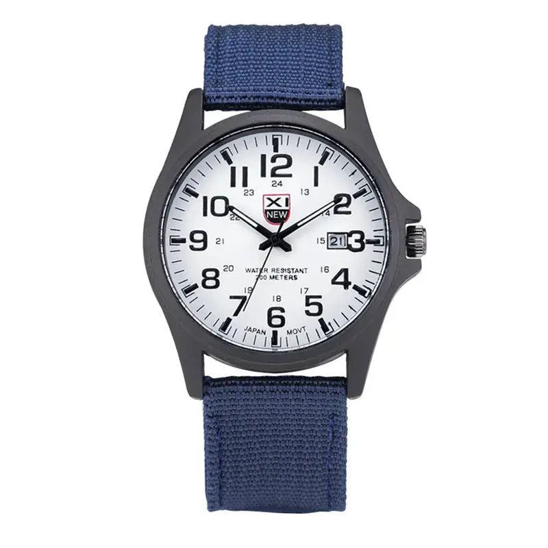 XINEW Mens Nylon Band Quartz Sports Watch With Date Display Casual Everyday Timepiece