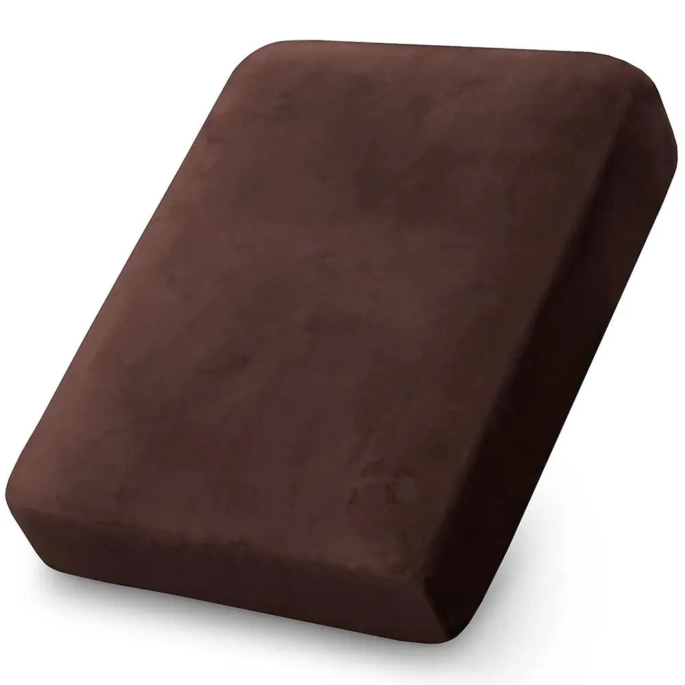 BRHUIXUE velvet sofa cushion cover in chocolate brown by Simples Market, plush stretch slipcover