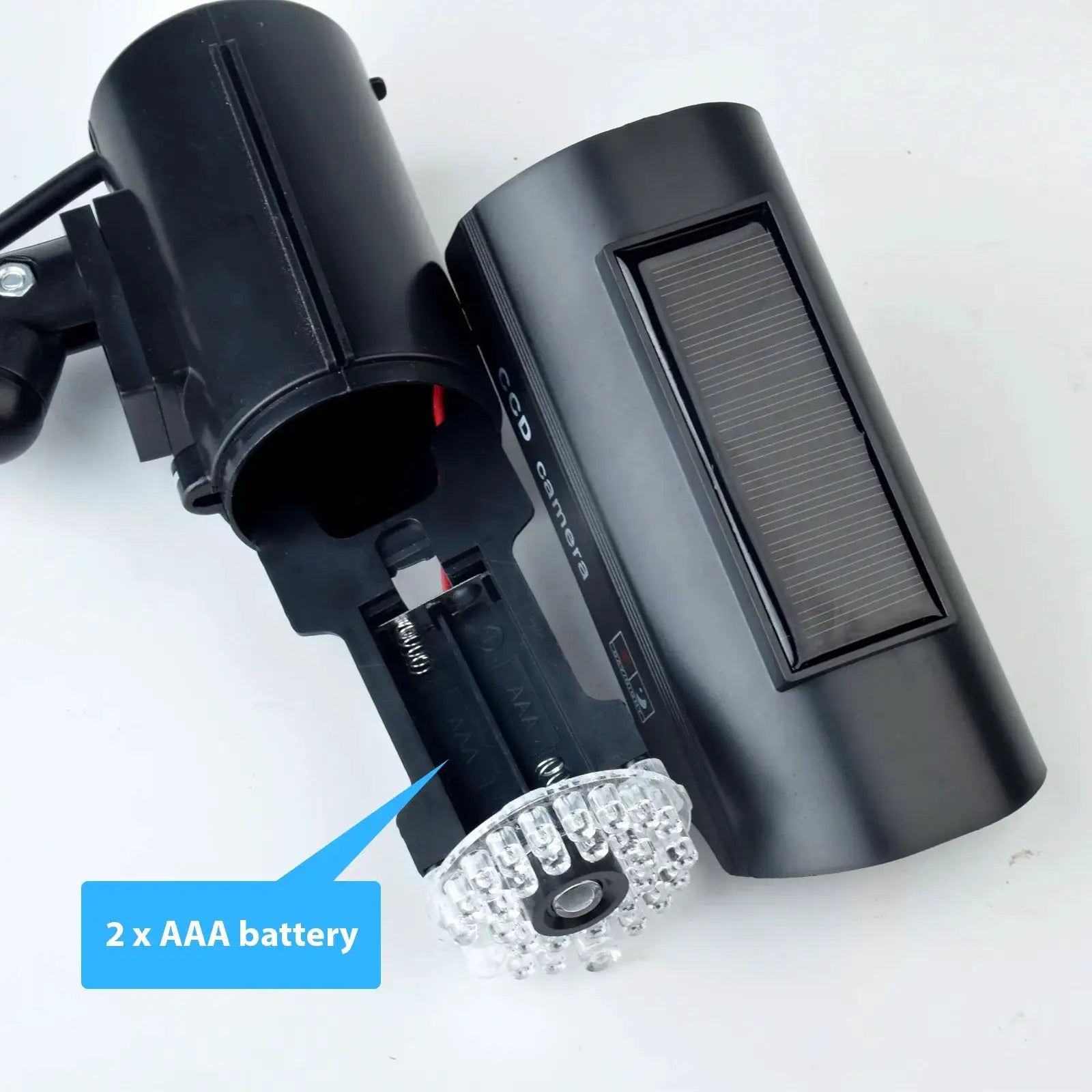 Simples Market ALARMEST fake solar CCTV camera with flashing red LED, battery powered (2x AAA) for outdoor use