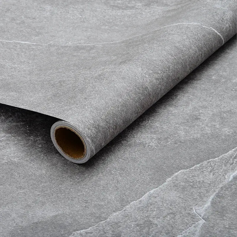 40cm gray stone-pattern PVC self-adhesive floor sticker roll for bathroom and kitchen floors, home decor