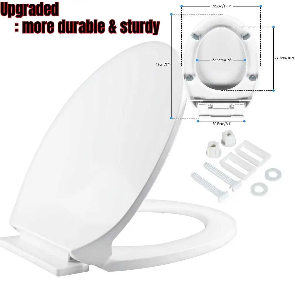 O-shaped toilet seat with slow-close lid, white durable plastic, universal fit by Simples Market