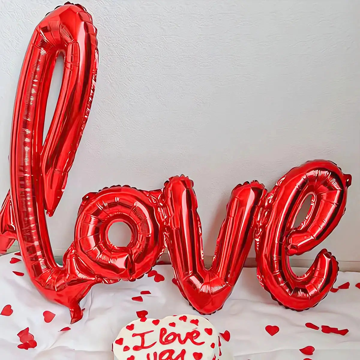 407 Piece Love Letter Balloon Set With 18 Inch Heart Shaped Balloons And Rose Petals For Valentines Day
