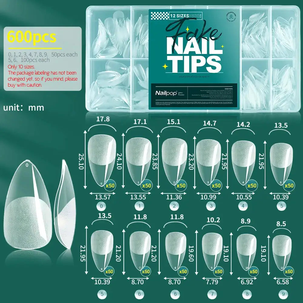 NailPop Soft Gel Nail Tips 600 Pcs Full Cover Coffin Almond Oval Shapes For Salon Quality At Home