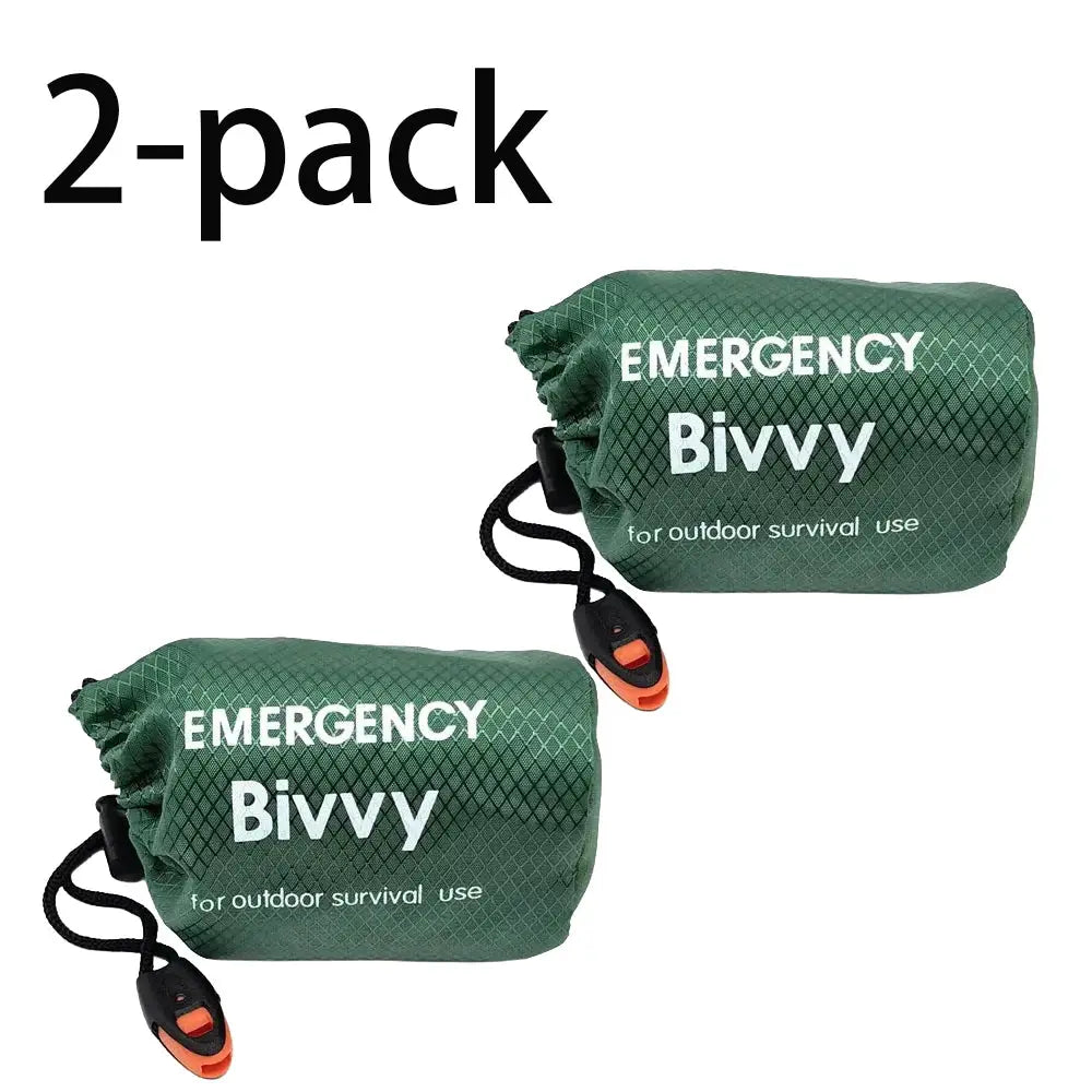 Simples Market 2-pack emergency bivy sleeping bag, green Mylar thermal survival blankets for outdoor camping
