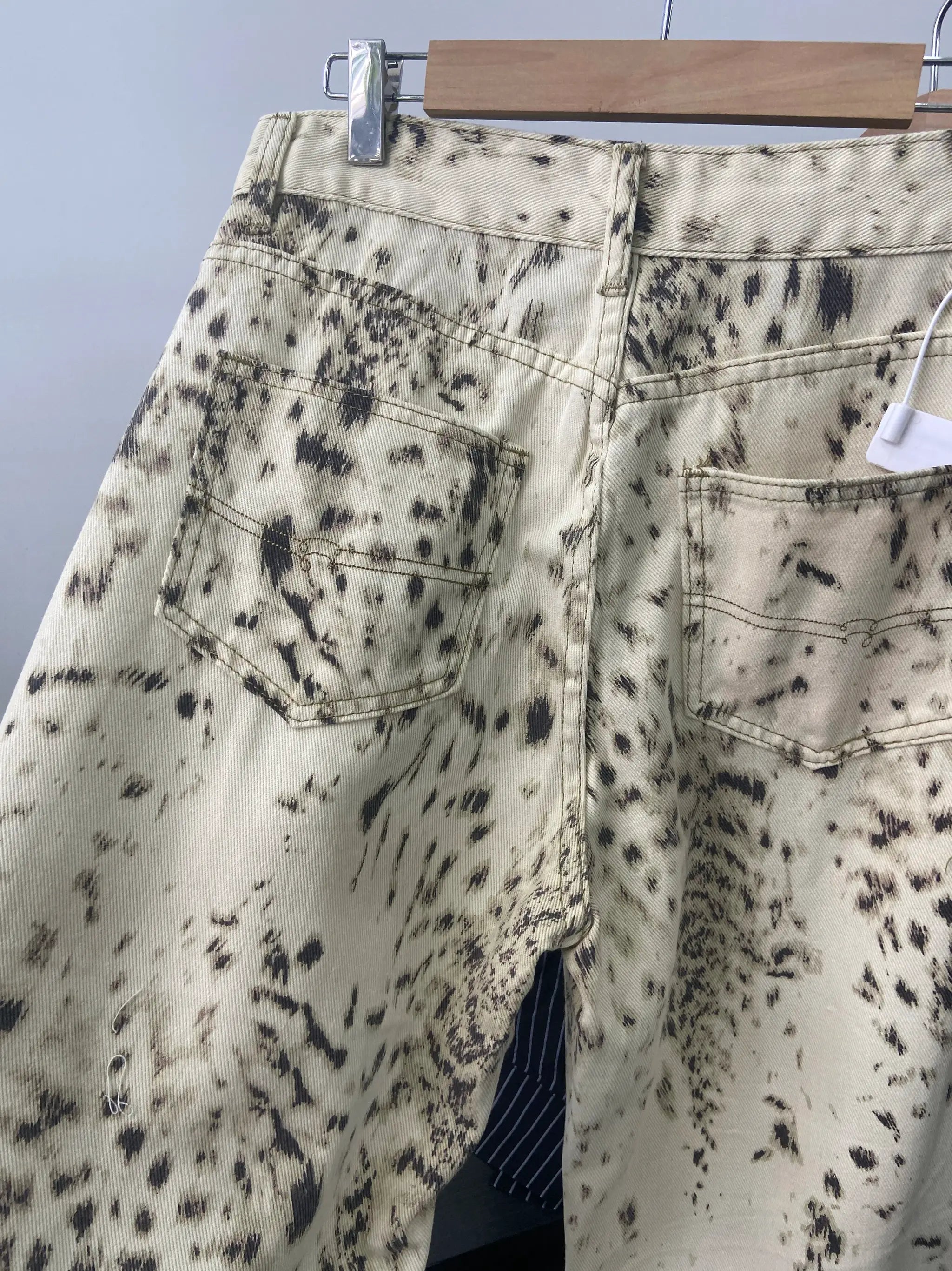 Baggy Wide Leg Jeans Women High Waisted Leopard Print Y2K Denim
