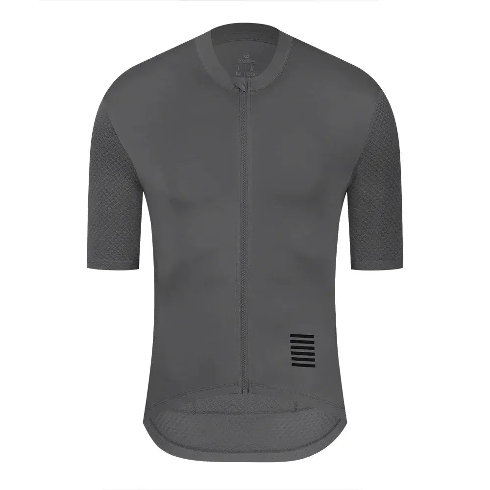 YKYWBIKE men's cycling jersey, charcoal gray, short sleeves, full-zip, breathable pro team style