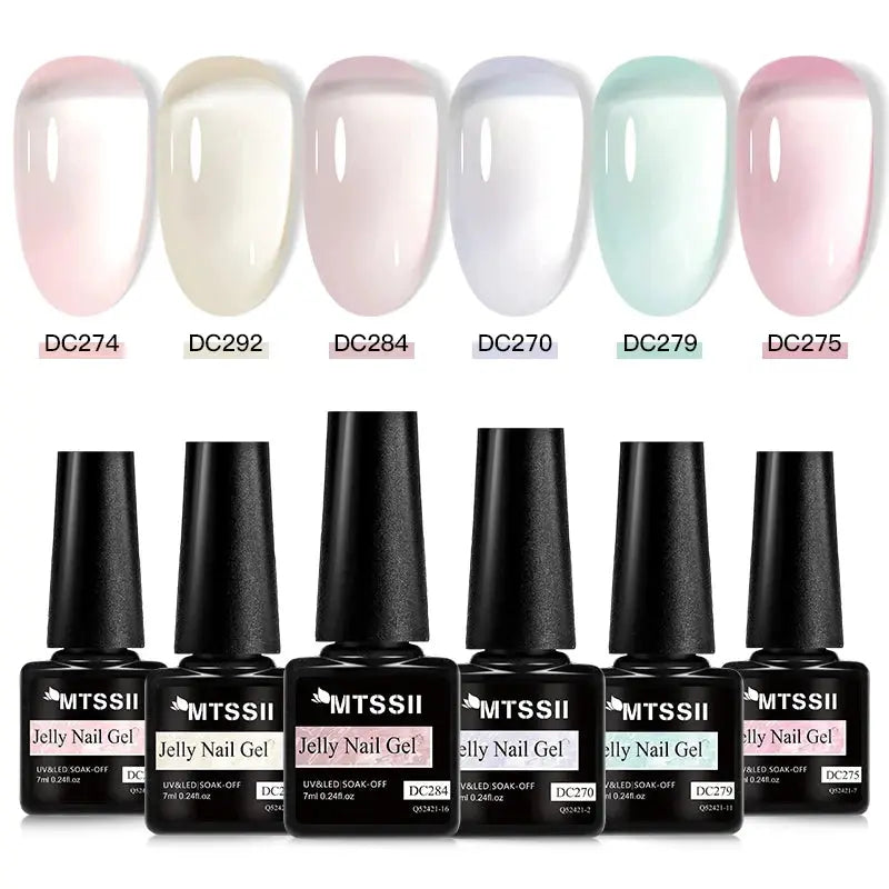 MTSSII Jelly Gel Nail Polish 6-piece set in pink, cream, lavender, mint colors