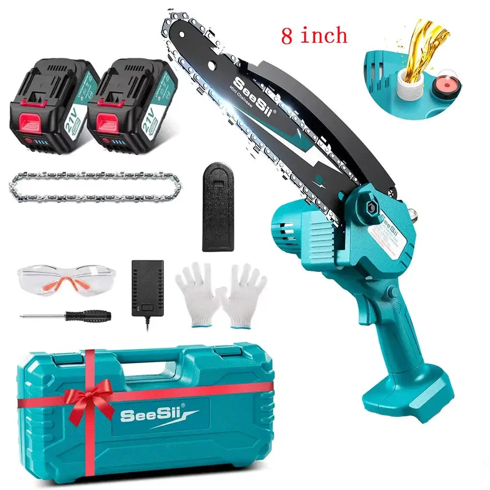 SEESII 6 Inch Cordless Mini Chainsaw 15.2 Cm Electric Saw Rechargeable Garden Pruning Tool for Makita 18V Battery