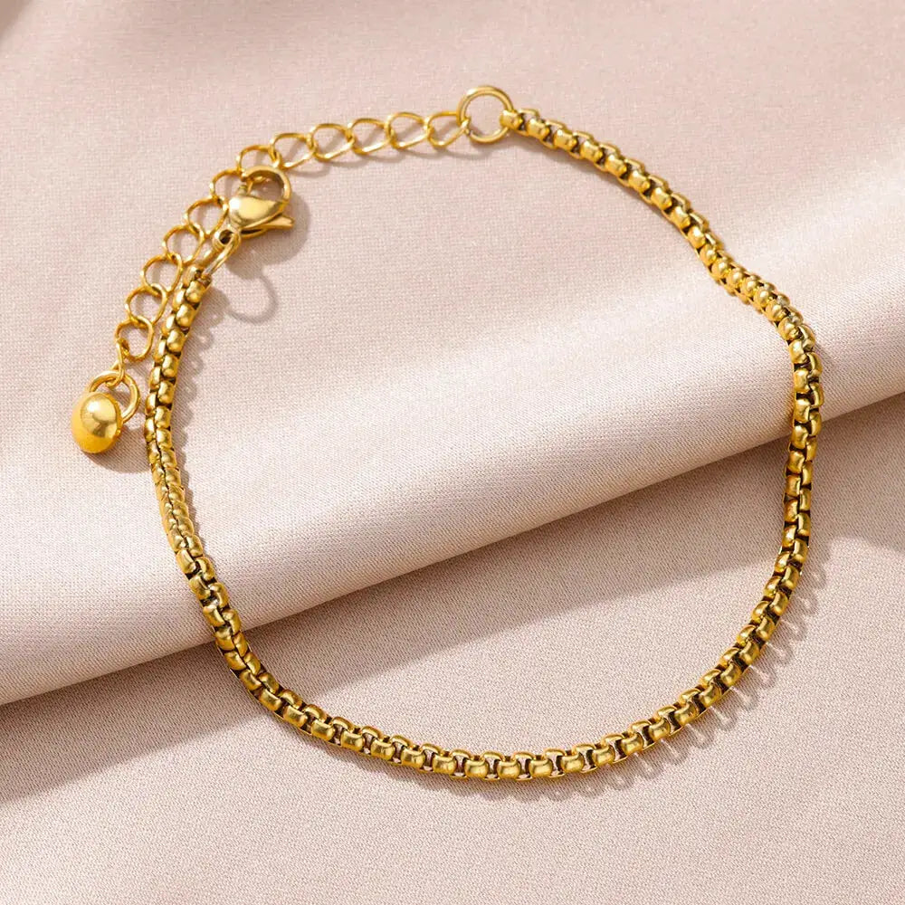 Gold Tone Stainless Steel Imitation Pearl Anklets for Women Beach Jewelry Chain Leg Bracelets Gift