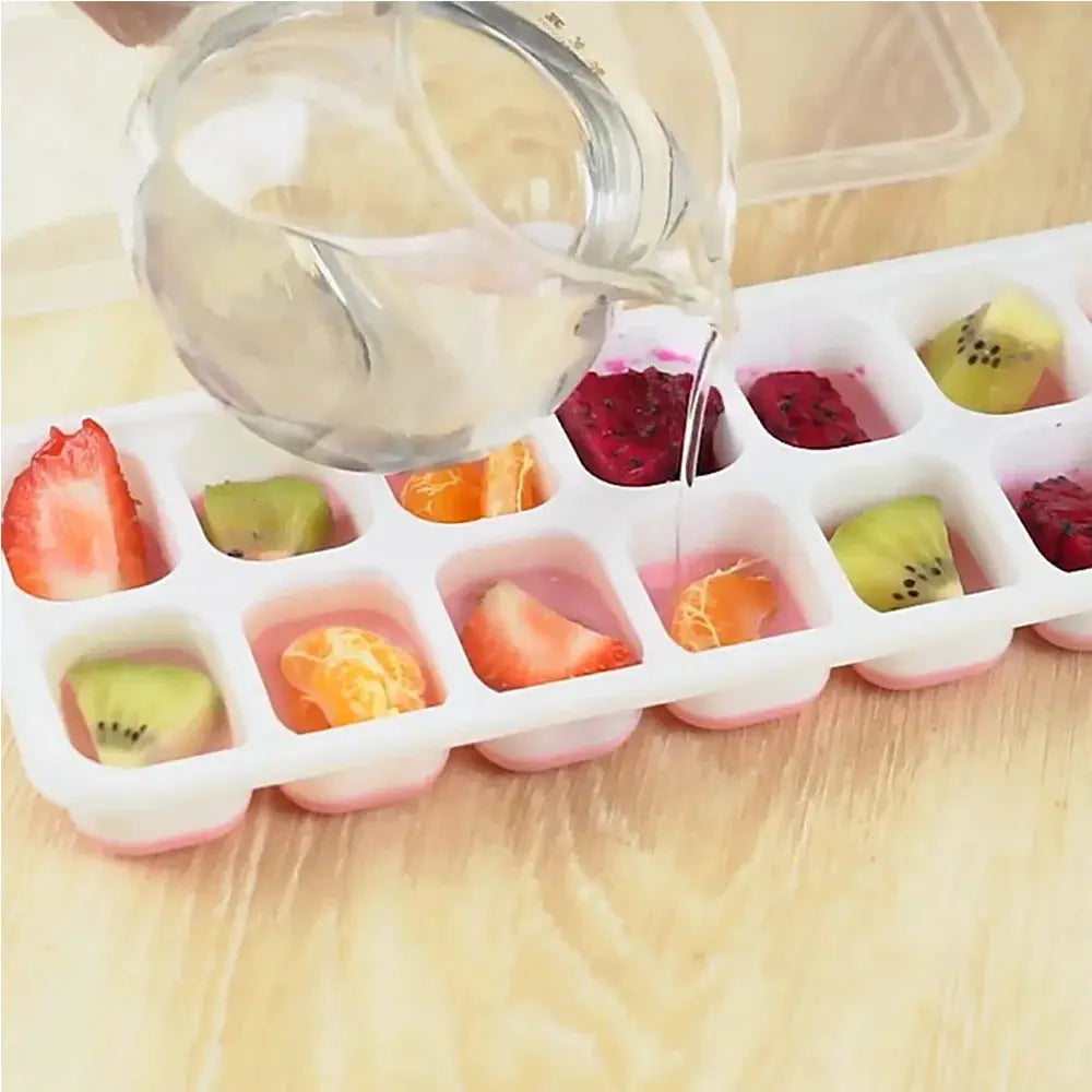 Silicone Ice Cube Tray With Lid 14 Cube Square Easy Release Molds For Cocktails Bar Kitchen
