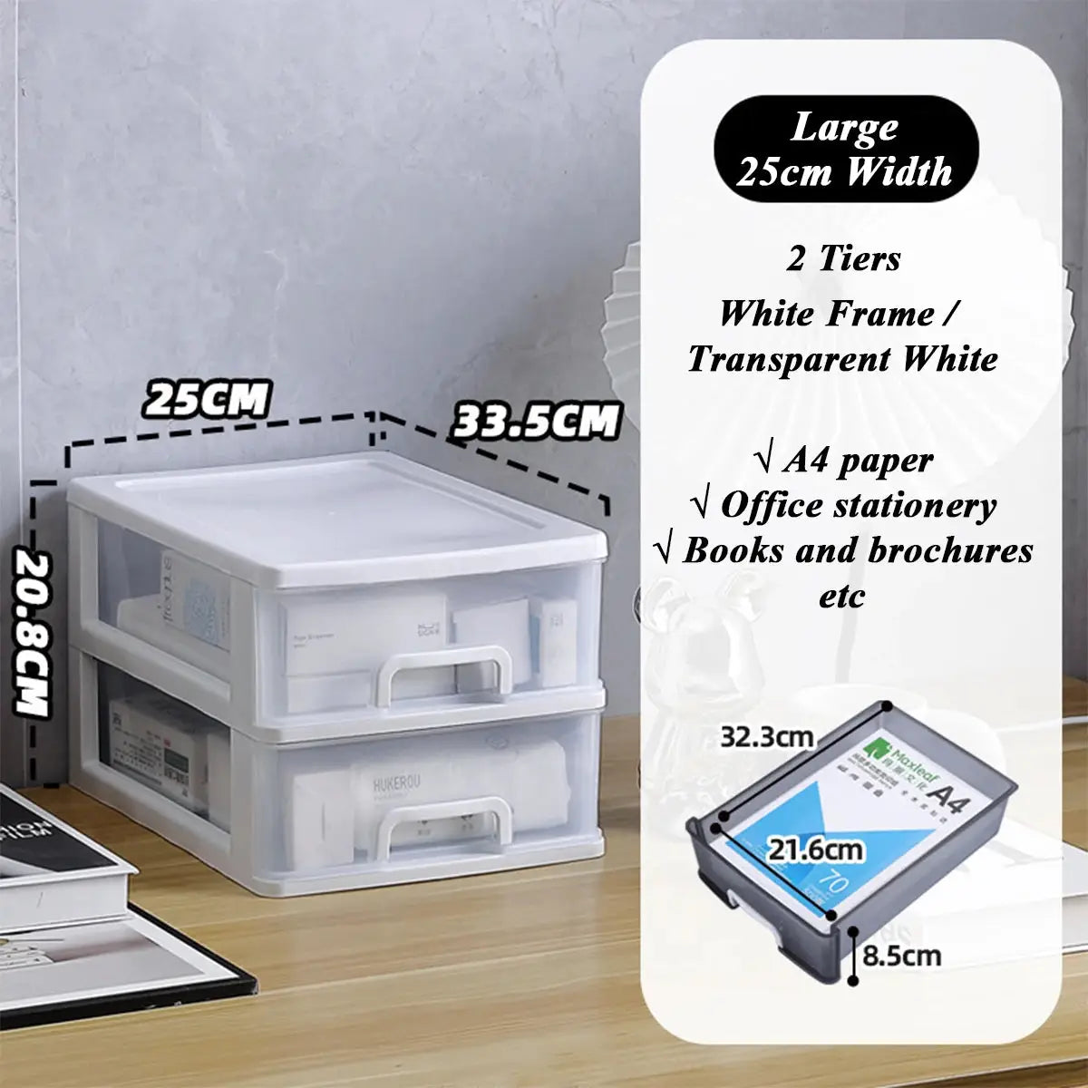 Clear Desktop Storage Box With Drawer Heightened Table Organizer Plastic Office Cabinet For Stationery Cosmetics