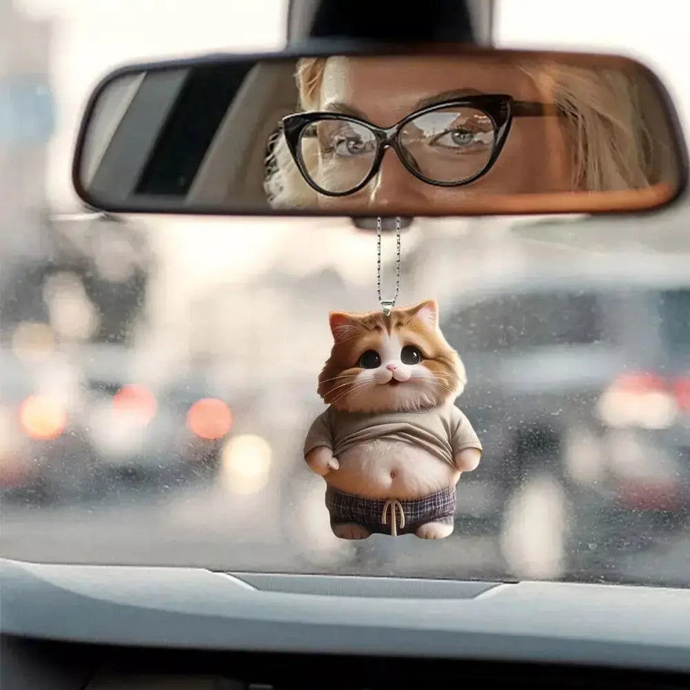 Fat Puppy Keychain 2D Flat Acrylic Cartoon Dog Ornament For Car Mirror Backpacks Hanging Pendant Home Decor - Simples Market