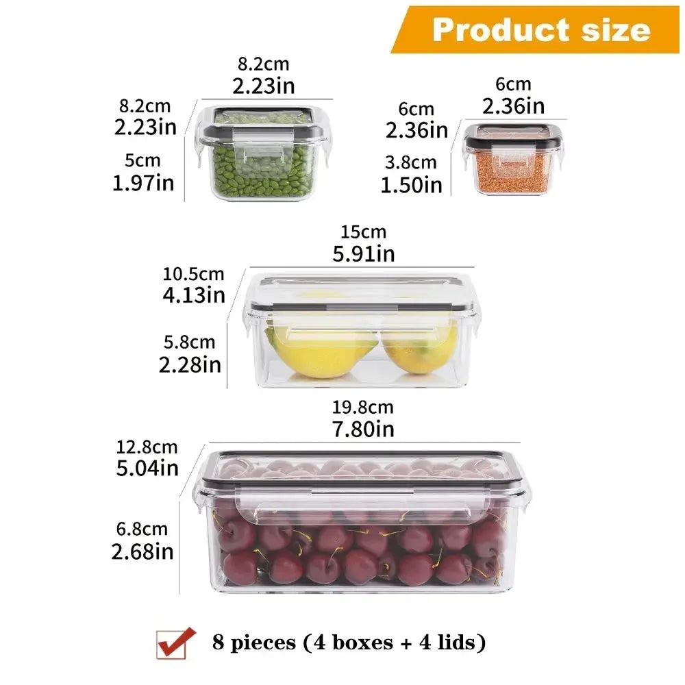 8 Piece BPA Free Airtight Food Container Set With Locking Lids Microwave And Freezer Safe PP Plastic Storage
