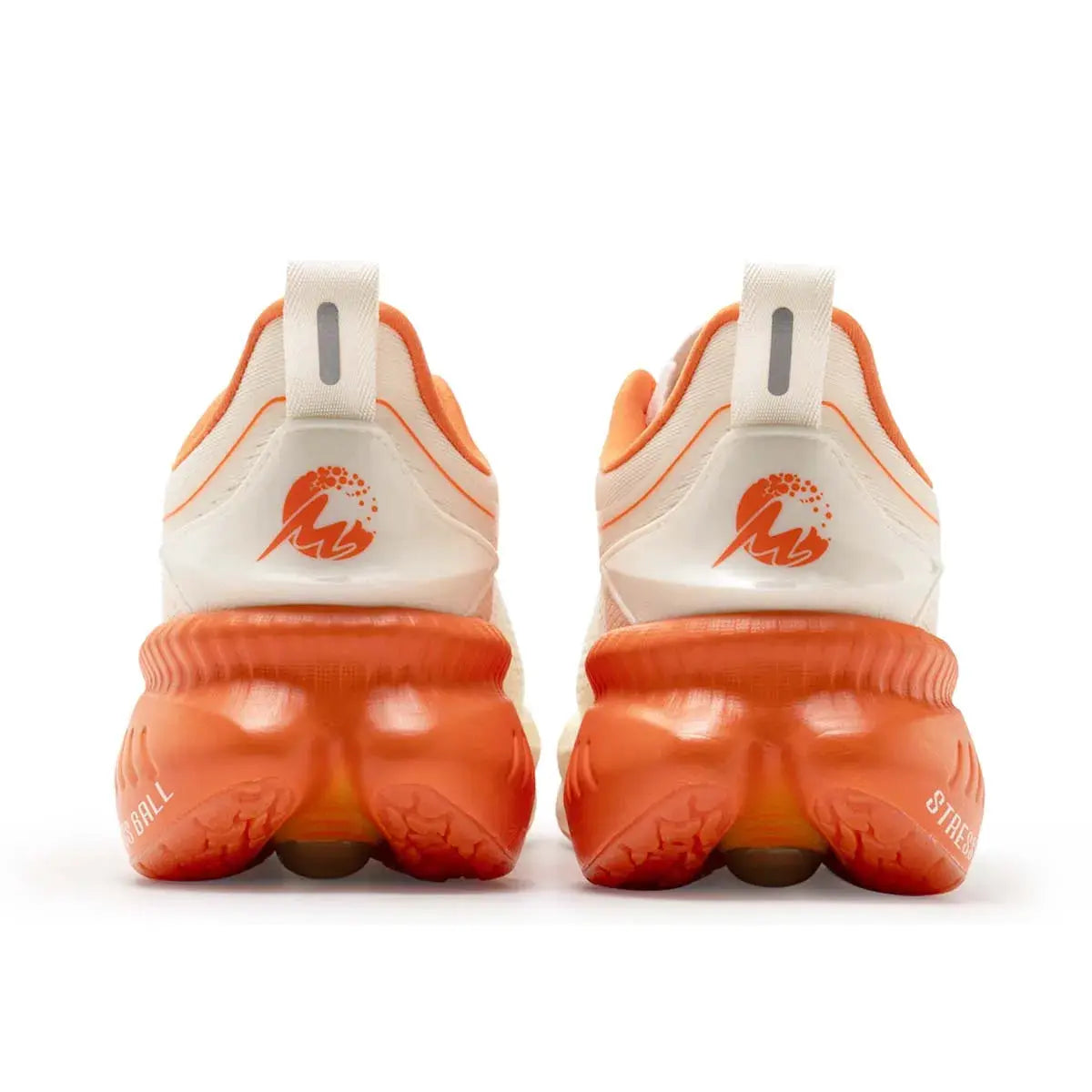 ONEMIX breathable mesh sneakers, white with orange outsole, pair of running shoes