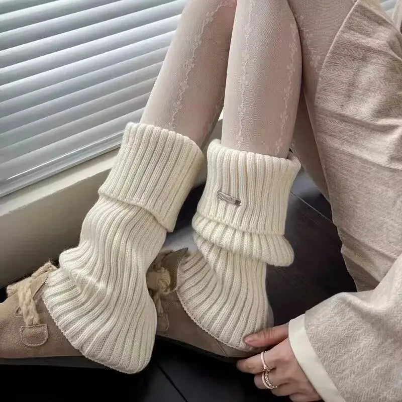 NovaWear Womens Knitted Leg Warmers 2 Pairs Acrylic Material Flexible Length For Cozy Autumn Winter Coverage