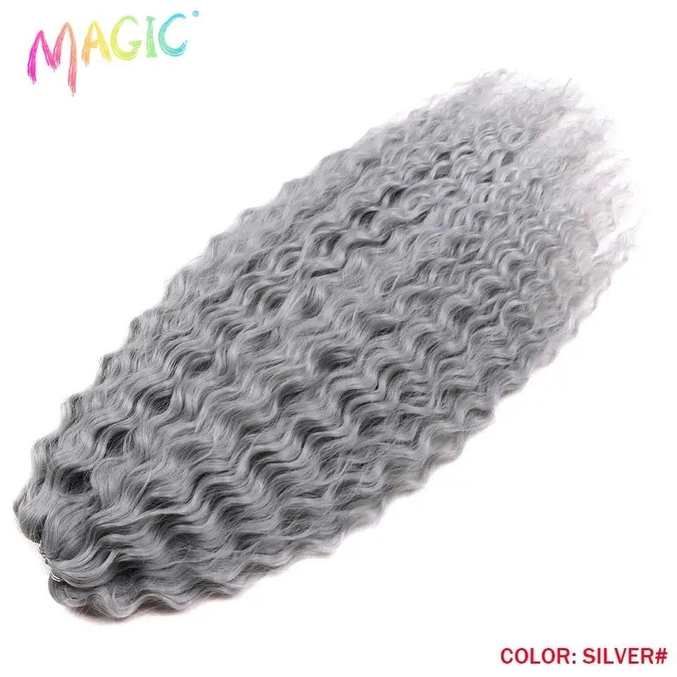 Magic Ariel curl crochet hair extension, silver 22in deep-wave synthetic braid