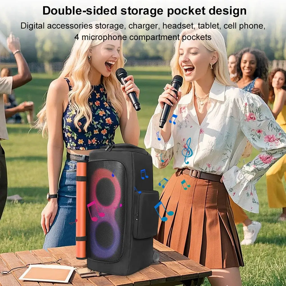 Portable speaker dust case for JBL PartyBox, black carry bag with mic pocket
