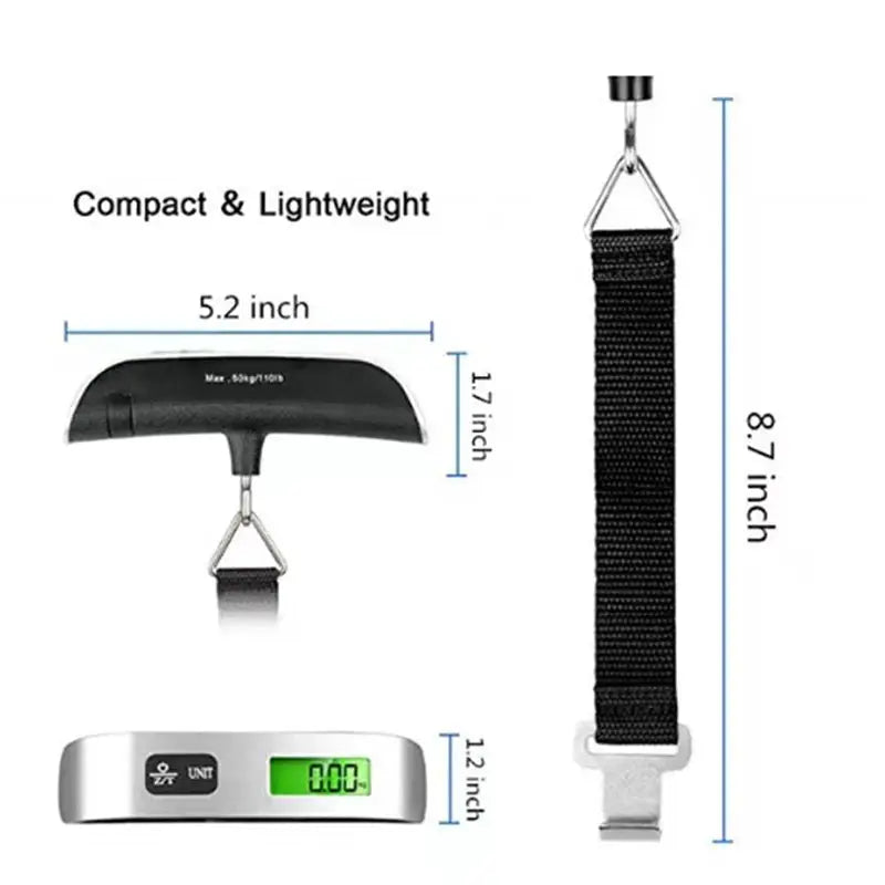 JetSet Portable Digital Luggage Scale With Bright LCD Display Precise 50 Kg 110 Lb Capacity For Travel