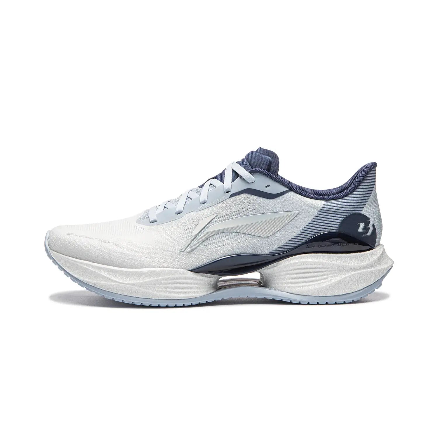 Li-Ning men's Super Light 23 running shoes in white and blue with breathable upper and cushioned sole