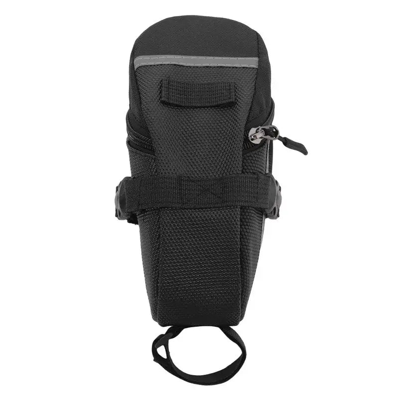 Waterproof bicycle saddle bag designed for secure storage under the bike seat, made of durable heavy-duty nylon.
