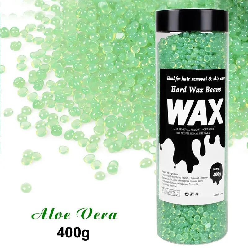 Simples Market Aloe Vera hard wax beads jar, 400g, green depilatory wax for hair removal