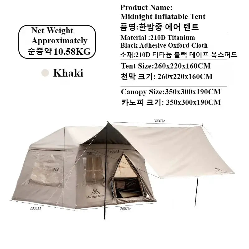 MountainHiker Outdoor Camping Tent for 2 to 5 People Waterproof Family Beach Tent with Quick Setup and UV Shade