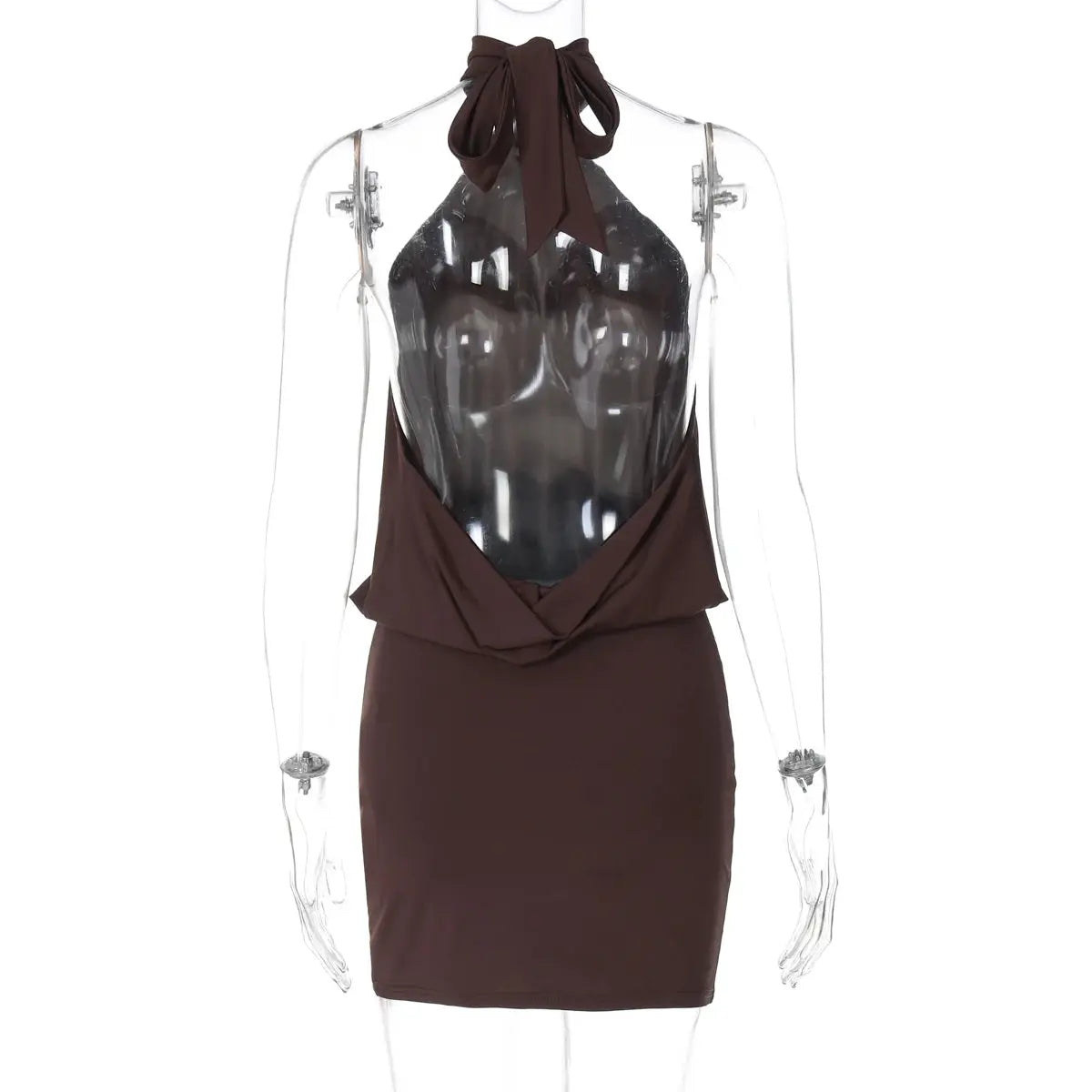 Dulzura Halter Backless Lace Up Bodycon Mini Dress Womens Party Club