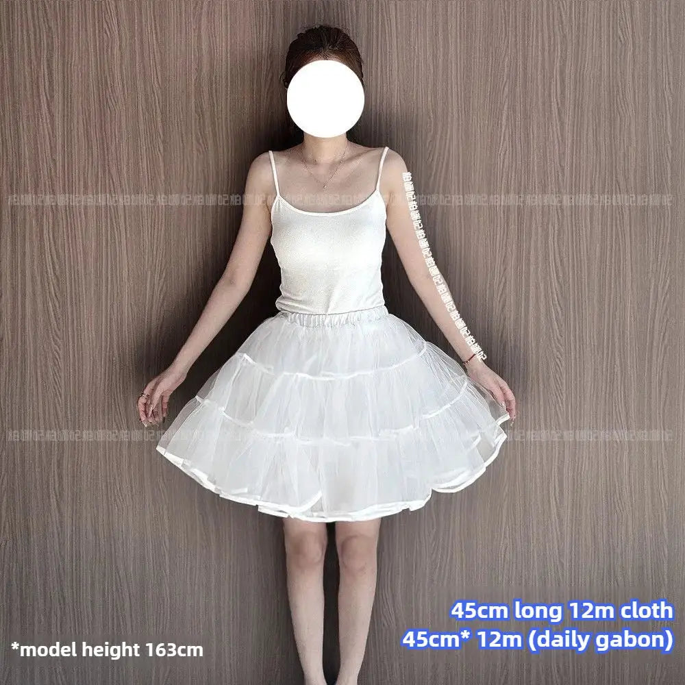 Lolita petticoat underskirt, 35cm, white fluffy layered mesh crinoline for short skirts
