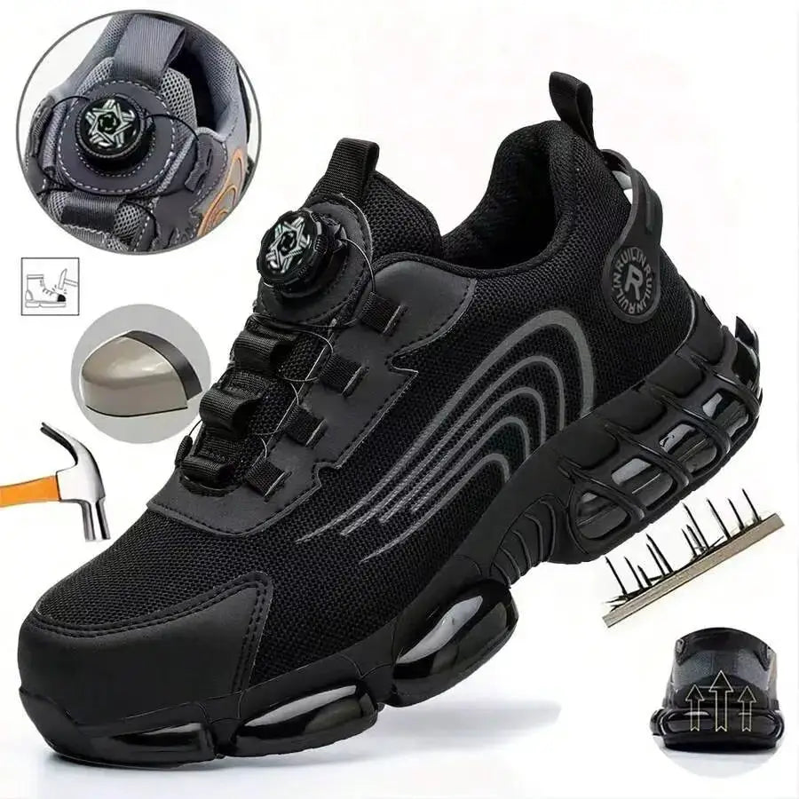 Indestructible Steel Toe Safety Shoes For Men With Slip Resistant And Abrasion Resistant Outsole Work Sneakers