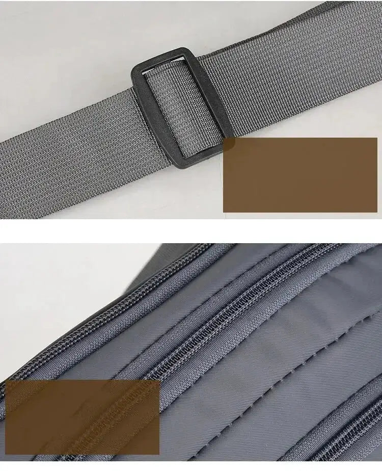 Simples Market men’s canvas waistpack with adjustable gray strap; slim anti-theft design
