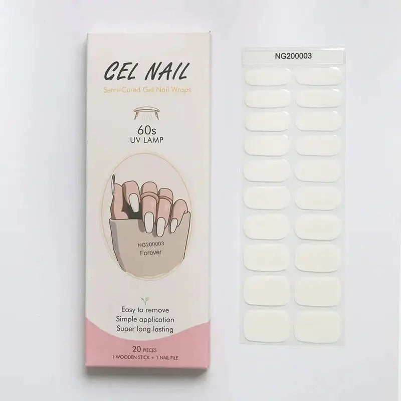 NailLux Semi Cured Nail Wraps For 16 To 20 Tips Easy Full Cover Adhesive Press On Nails Gel Finish UV LED Compatible