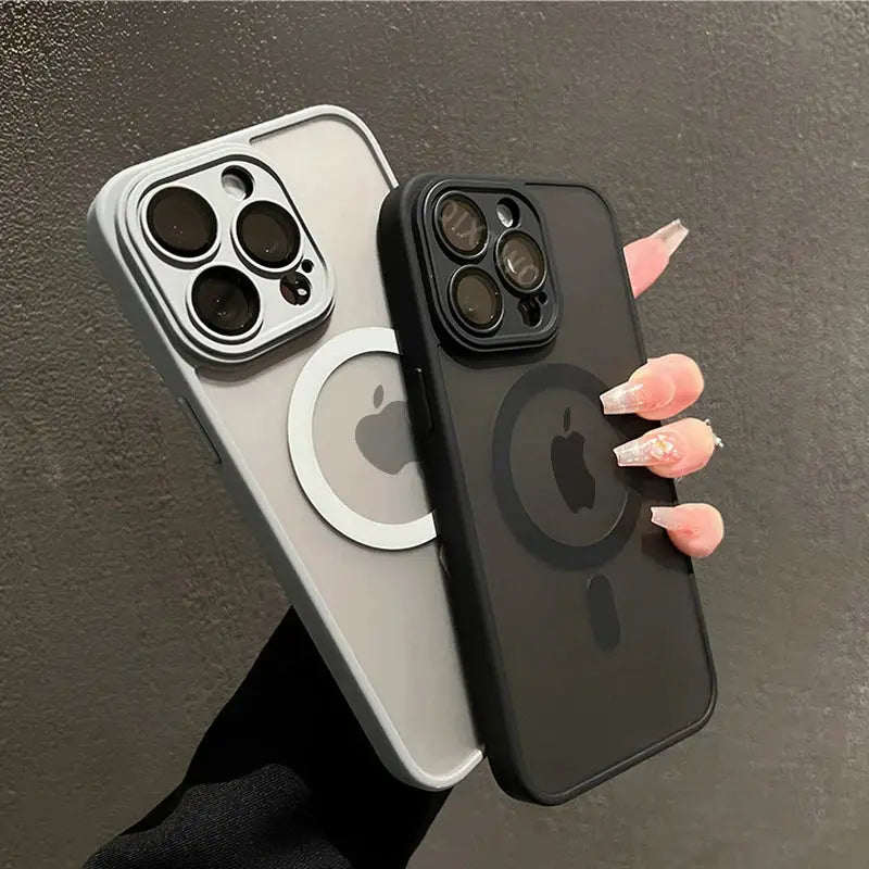 Simples Market Luxury Matte Armor MagSafe Case 2-pack for iPhone - black and clear-silver, shockproof