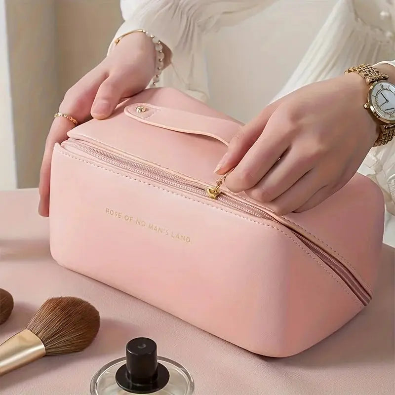 Luxora Makeup Organizer Premium PU Leather Travel Cosmetic Bag With Large Interior For Easy Access And Secure Storage