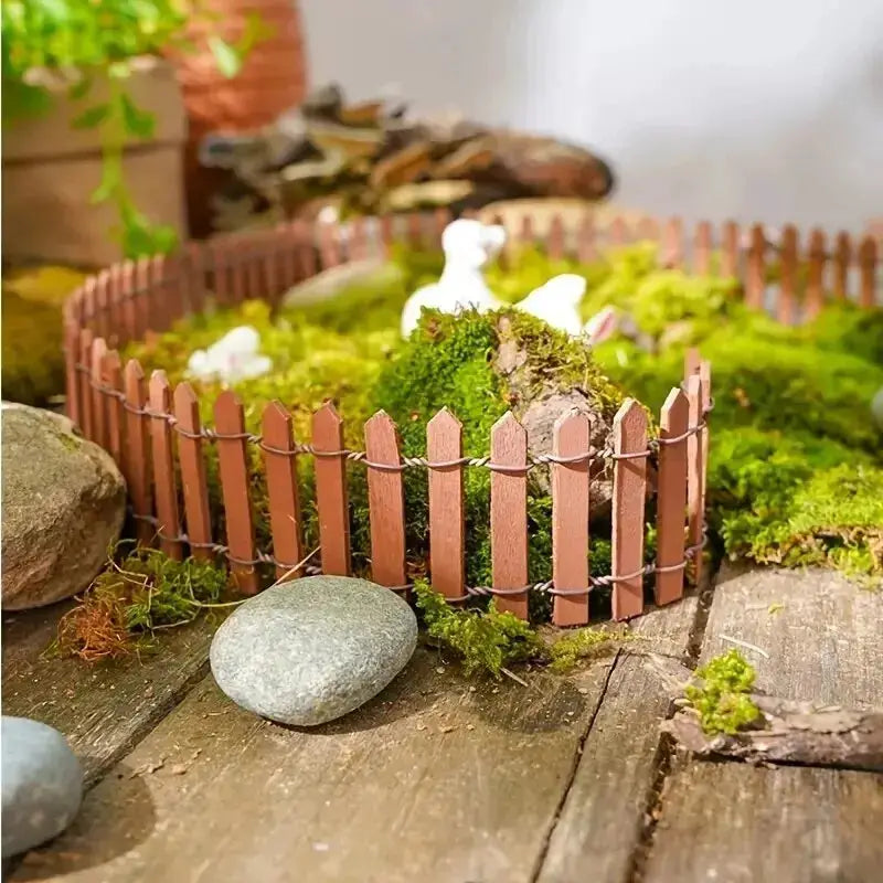 1pc Mini Wooden Fence For Garden And Bonsai Decoration Fairy Tale Picket Fence For DIY Handicraft Projects