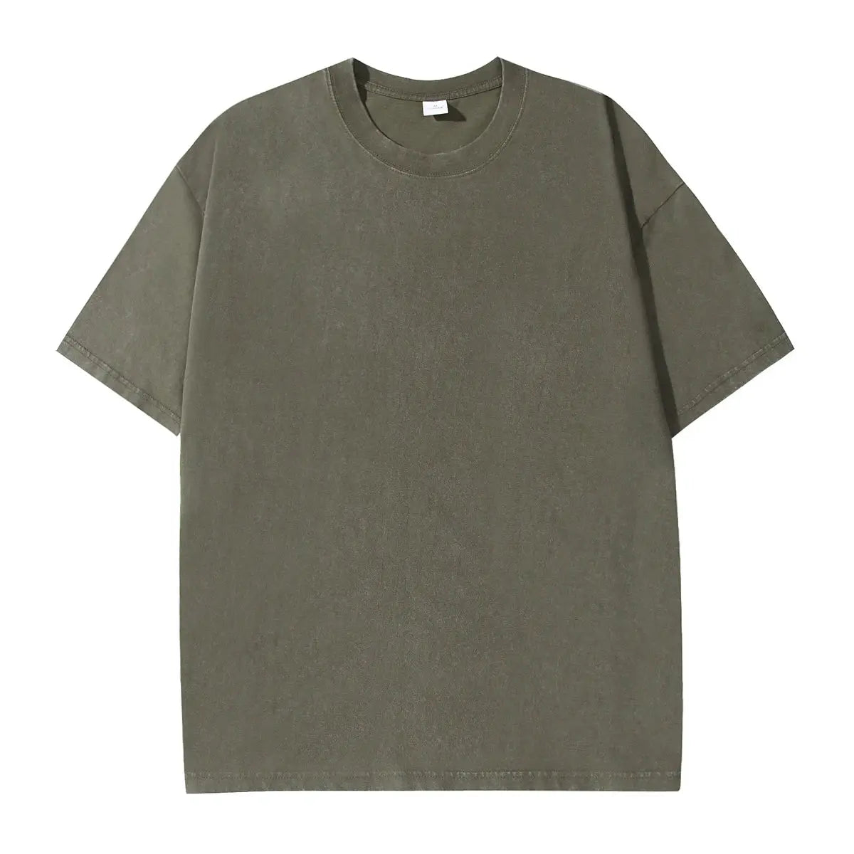 Men's Summer Pure Cotton Distressed Retro Drop Shoulder T Shirt Solid Color Loose Casual Breathable Tops
