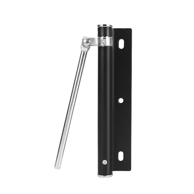 Simples Market black automatic door closer with silver arm and mounting plate for residential use, includes screws